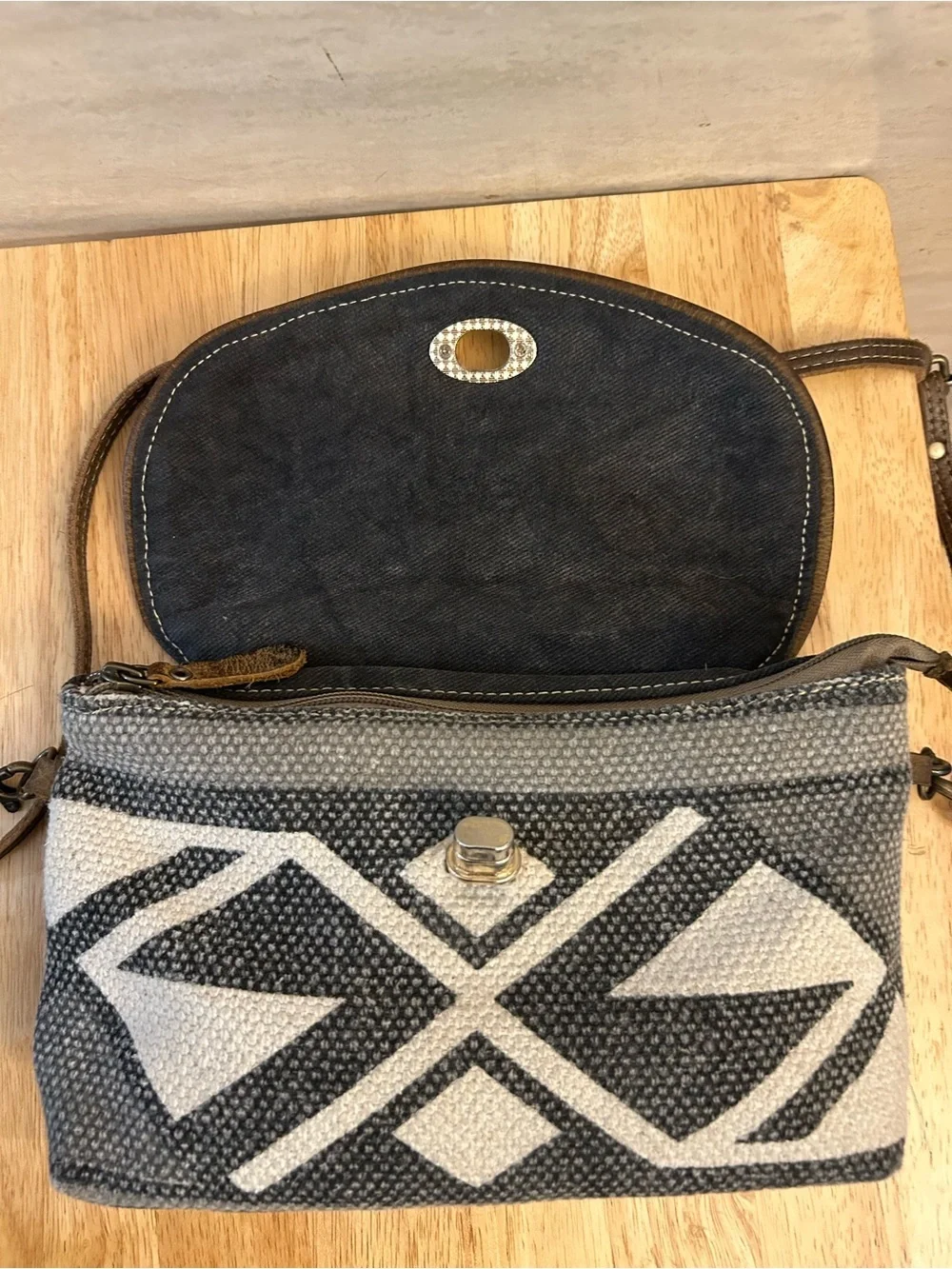Myra Bag Gray Clandestine Crossbody Cowhide Leather